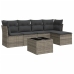 Set de muebles de jardín 6 pzas y cojines ratán sintético gris