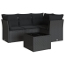 Set de muebles de jardín 5 pzas y cojines ratán sintético negro