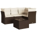 Set comedor de jardín 5 piezas y cojines ratán sintético marrón