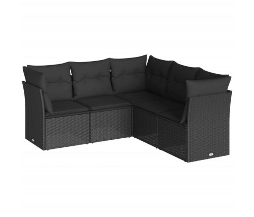 Set de muebles de jardín 5 pzas y cojines ratán sintético negro