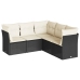 Set de muebles de jardín 5 pzas y cojines ratán sintético negro