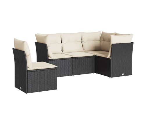 Set de muebles de jardín 5 pzas y cojines ratán sintético negro