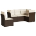 Set comedor de jardín 5 piezas y cojines ratán sintético marrón
