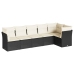 Set de sofás de jardín 6 piezas y cojines ratán sintético negro