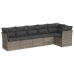 Set de muebles de jardín 6 pzas y cojines ratán sintético gris