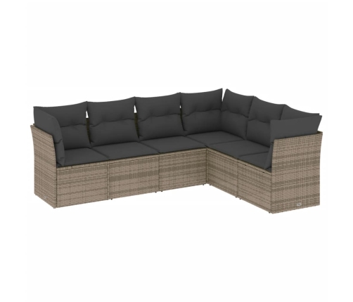 Set de muebles de jardín 6 pzas y cojines ratán sintético gris