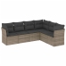 Set de muebles de jardín 6 pzas y cojines ratán sintético gris