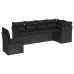 Set de sofás de jardín 6 piezas y cojines ratán sintético negro