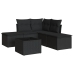 Set de sofás de jardín 6 piezas y cojines ratán sintético negro