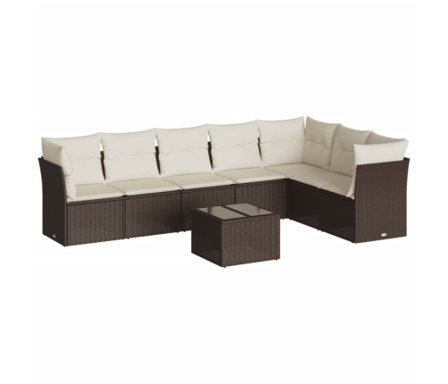 Set sofás de jardín 8 piezas y cojines ratán sintético marrón