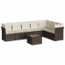 Set sofás de jardín 8 piezas y cojines ratán sintético marrón