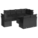 Set de sofás de jardín 8 piezas y cojines ratán sintético negro