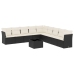 Set de sofás de jardín 10 pzas cojines ratán sintético negro