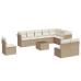 Set de sofás de jardín 11pzas con cojines ratán sintético beige