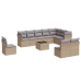 Set de sofás de jardín 11pzas con cojines ratán sintético beige