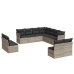 Set de sofás de jardín 11 pzas y cojines ratán sintético gris