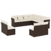 Set de sofás de jardín 11 pzas cojines ratán sintético marrón