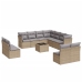 Set de sofás de jardín 12 pzas y cojines ratán sintético marrón