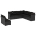Set de sofás de jardín 8 piezas y cojines ratán sintético negro