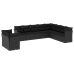 Set de sofás de jardín 10 pzas cojines ratán sintético negro