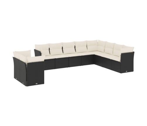 Set de sofás de jardín 10 pzas cojines ratán sintético negro