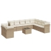 Set de sofás de jardín 11pzas con cojines ratán sintético beige