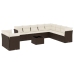 Set de sofás de jardín 11 pzas cojines ratán sintético marrón