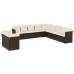 Set de sofás de jardín 11 pzas cojines ratán sintético marrón