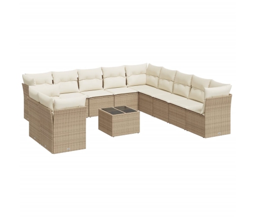 Set de sofás de jardín 12 pzas y cojines ratán sintético marrón