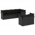 Set de comedor de jardín 7 pzas y cojines ratán sintético negro