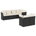 Set de comedor de jardín 7 pzas y cojines ratán sintético negro