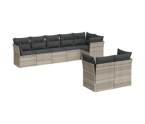 Set de sofás de jardín 8 pzas y cojines ratán sintético gris