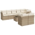 Set de sofás de jardín 9 pzas con cojines ratán sintético beige