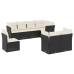 Set de sofás de jardín 8 piezas y cojines ratán sintético negro