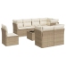 Set de sofás de jardín 9 pzas con cojines ratán sintético beige