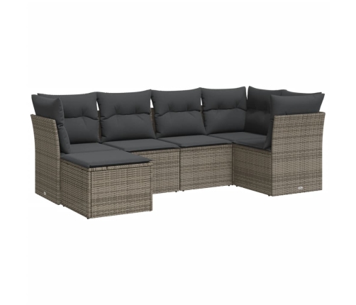 Set de muebles de jardín 6 pzas y cojines ratán sintético gris