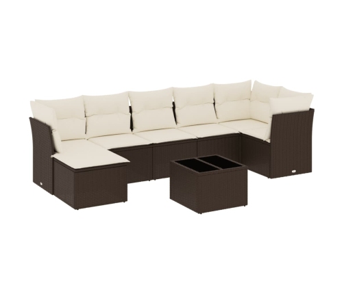 Set sofás de jardín 8 piezas y cojines ratán sintético marrón