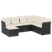 Set de comedor de jardín 7 pzas y cojines ratán sintético negro