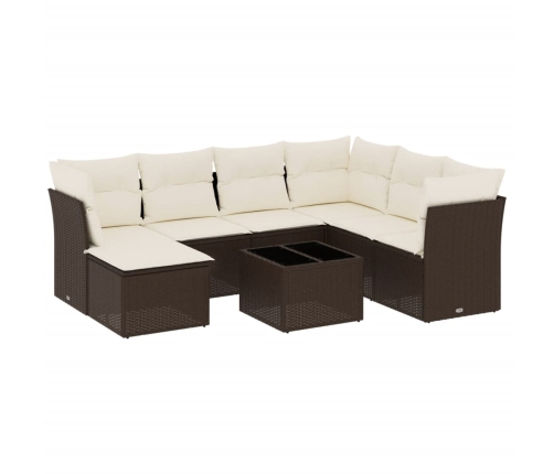 Set sofás de jardín 8 piezas y cojines ratán sintético marrón
