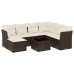 Set sofás de jardín 8 piezas y cojines ratán sintético marrón