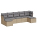Set sofás de jardín 7 piezas y cojines ratán sintético beige