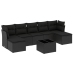 Set de sofás de jardín 8 piezas y cojines ratán sintético negro
