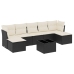 Set de sofás de jardín 8 piezas y cojines ratán sintético negro