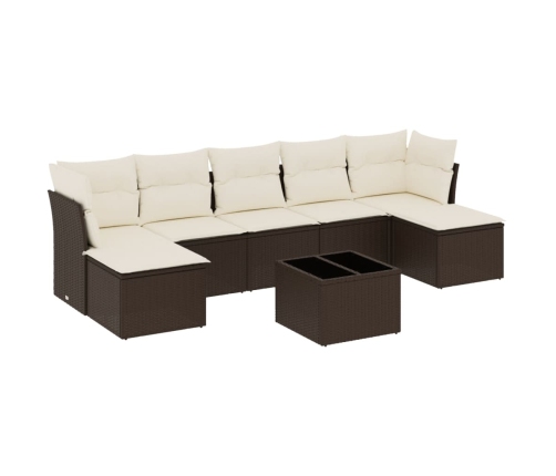Set sofás de jardín 8 piezas y cojines ratán sintético marrón