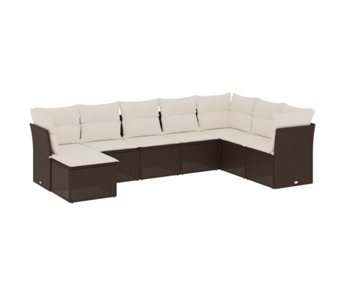 Set sofás de jardín 8 piezas y cojines ratán sintético marrón