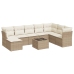 Set de sofás de jardín 9 pzas con cojines ratán sintético beige