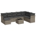 Set de muebles de jardín 9 pzas y cojines ratán sintético gris