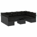 Set de sofás de jardín 10 pzas cojines ratán sintético negro