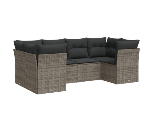 Set de muebles de jardín 6 pzas y cojines ratán sintético gris