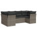 Set de muebles de jardín 6 pzas y cojines ratán sintético gris